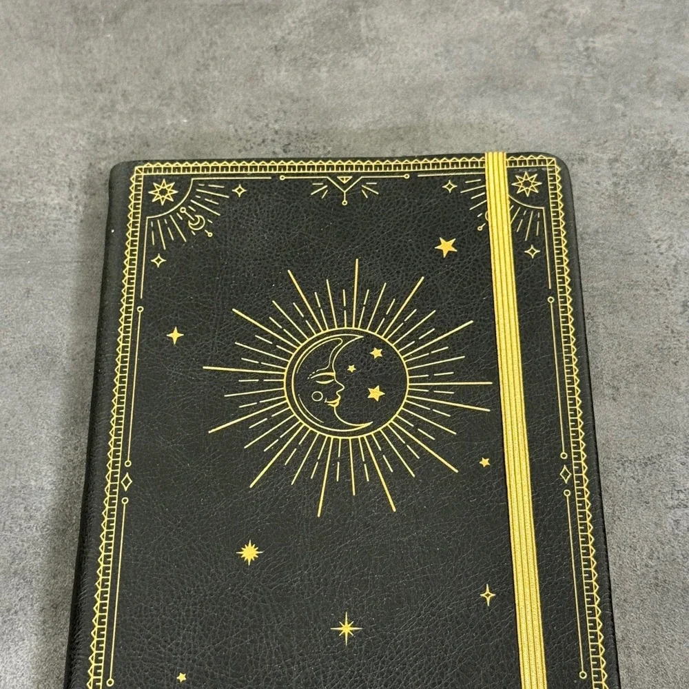 Artfan Dotted Journal Black Gold Celestial Sun Moon Star Hardcover Z10189